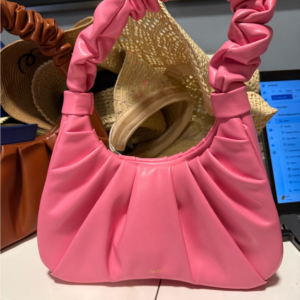 Pink JW PEI Gabbi Ruched Hobo Handbag Ruched Handle Women's Shoulder Bag